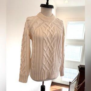 $395 NWT Rag and Bone Cream Cable Knit Wool Sweater XS new